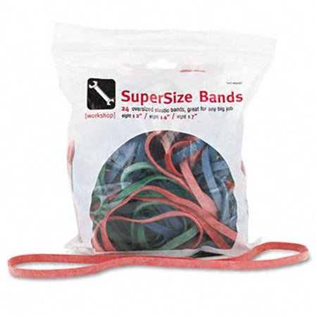 ALLIANCE Alliance 08997 SuperSize Rubber Bands- Red/Blue/Green- 1/4&quot; wide- Assorted Lengths- 24/Pack 8997